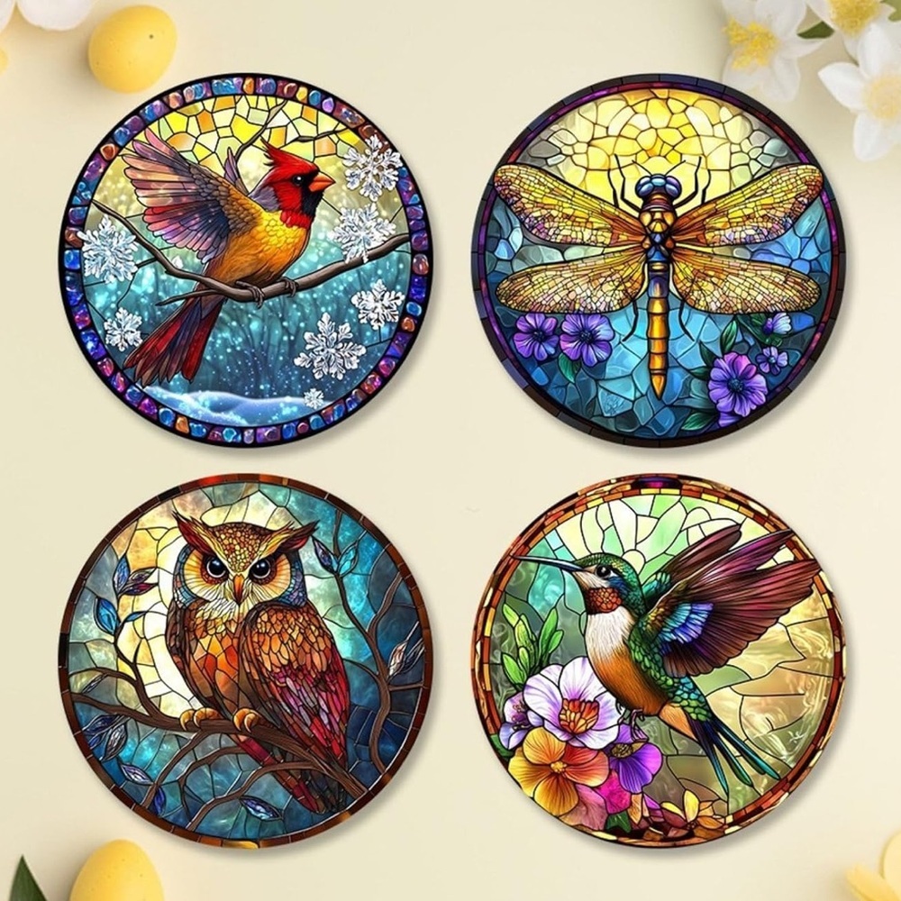 Colorful Stained Glass Style Animal Coasters